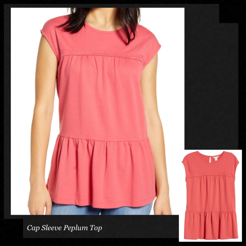 CASLON Cap Sleeve Peplum Top
